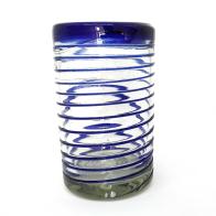  / Juego de 6 vasos grandes con espiral azul cobalto